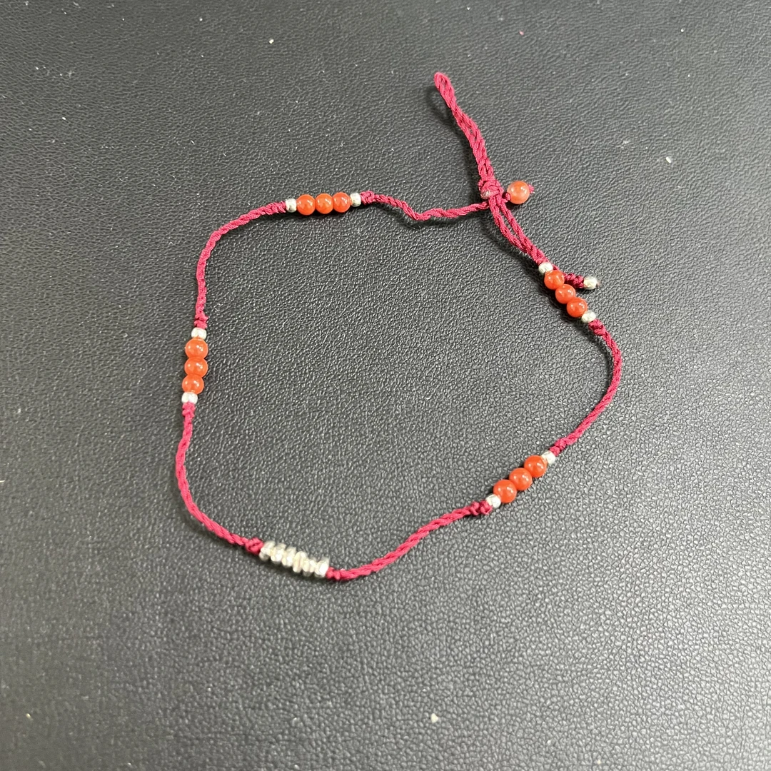 南红碎银子脚链J038461