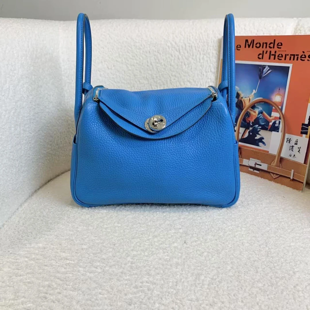 99新 Hermes/爱马仕 壹臻/桑坦尼亚兰内拼银扣lindy26/71177003