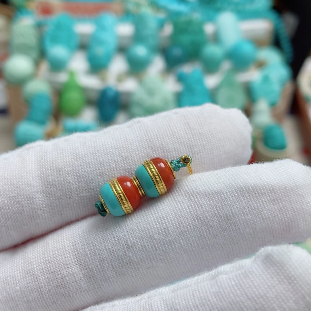 绿松石18K金镶嵌珠宝奇石