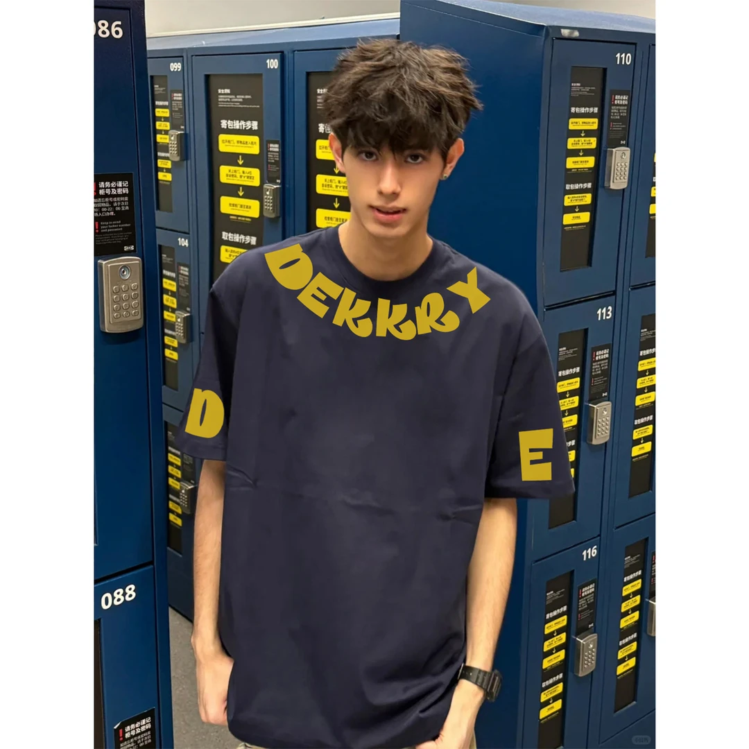 100%纯棉美式个性多巴胺字母印花短袖T恤夏季男女休闲情侣款上衣