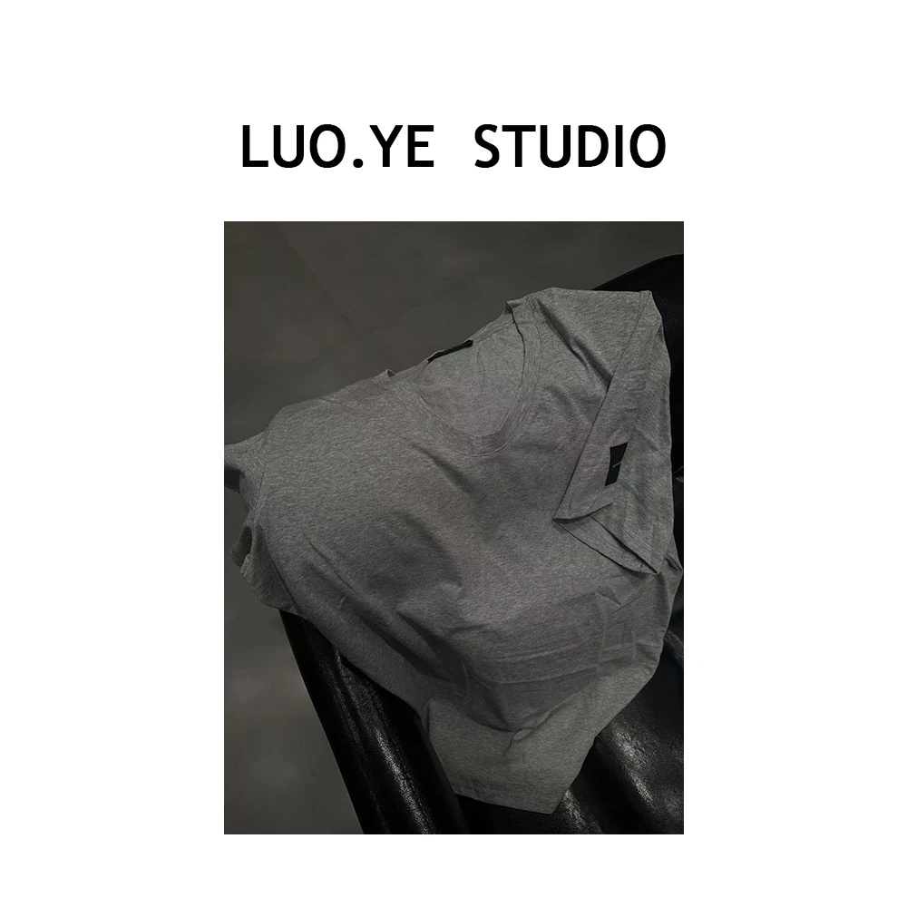 罗爷 · 【爱情海】纯色短袖正肩女纯棉新款圆领修身显瘦袖口字母t恤