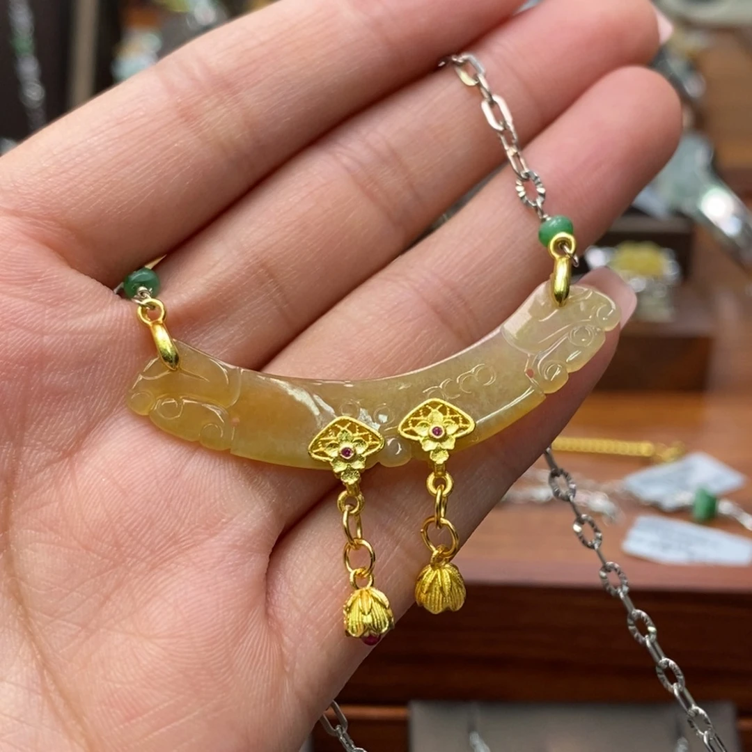颈饰银S925镶嵌翡翠