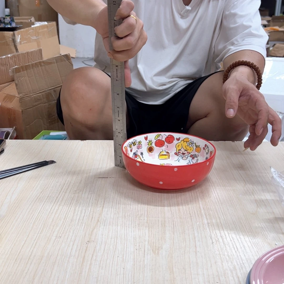 老姊妹家瓷器好漂亮红色波点16面碗