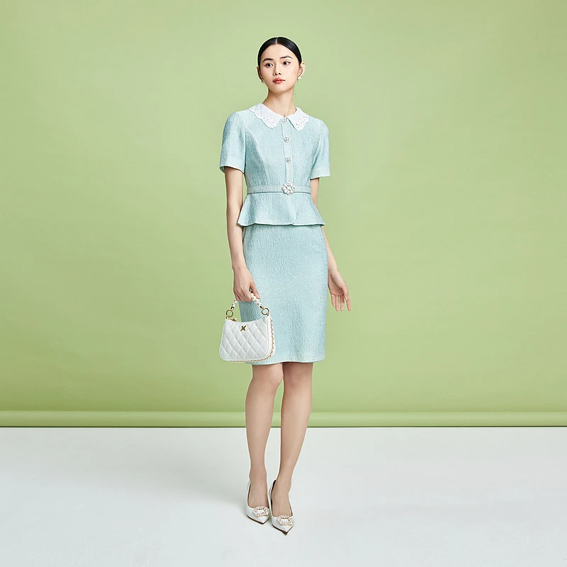 新款薄荷曼波郁金香裙浪漫波褶边连衣裙MJFB04WOP339T01