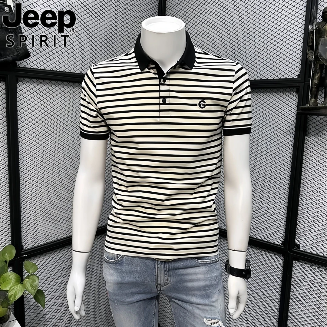 JEEP吉普条纹POLO衫男短袖t恤夏季新款休闲半袖潮牌百搭修身体恤