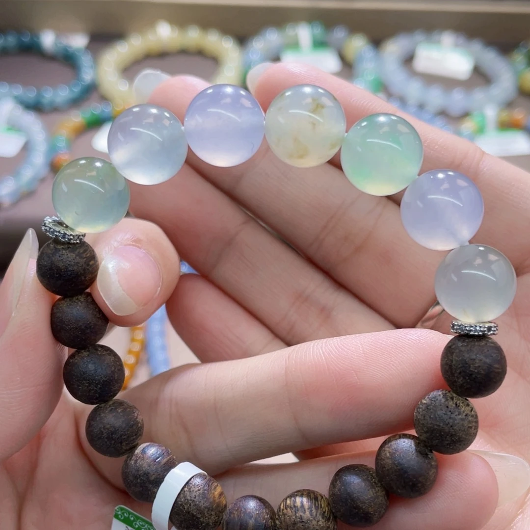 未镶嵌手链翡翠高冰幻彩半圈卡11