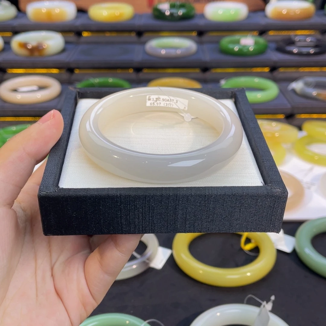 未镶嵌手镯和田玉-紫粉双色 57➕