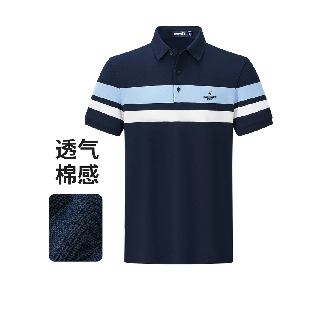 [吸湿排汗]navigare意大利小帆船条纹短袖POLO衫男款清凉海魂T恤