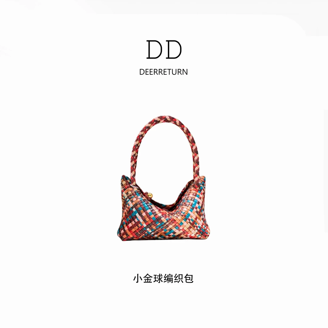 DD【大号编织包】手工编织进口羊羔皮高档女士手提编织包