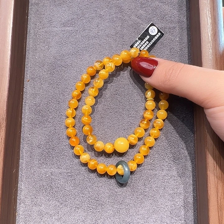 蜜蜡未镶嵌手串6.9mm蜜蜡手串