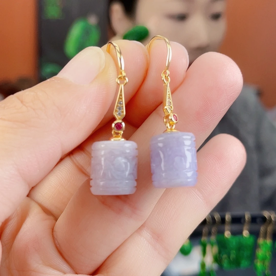 翡翠银S925镶嵌耳饰