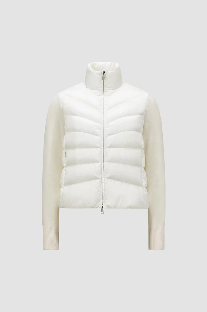 未使用 MONCLER 女士春秋款拼羊毛羽绒服CARDIGAN TRicot