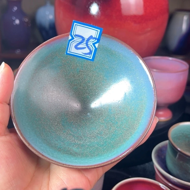 万***有瓷片钧瓷手工艺品杯子