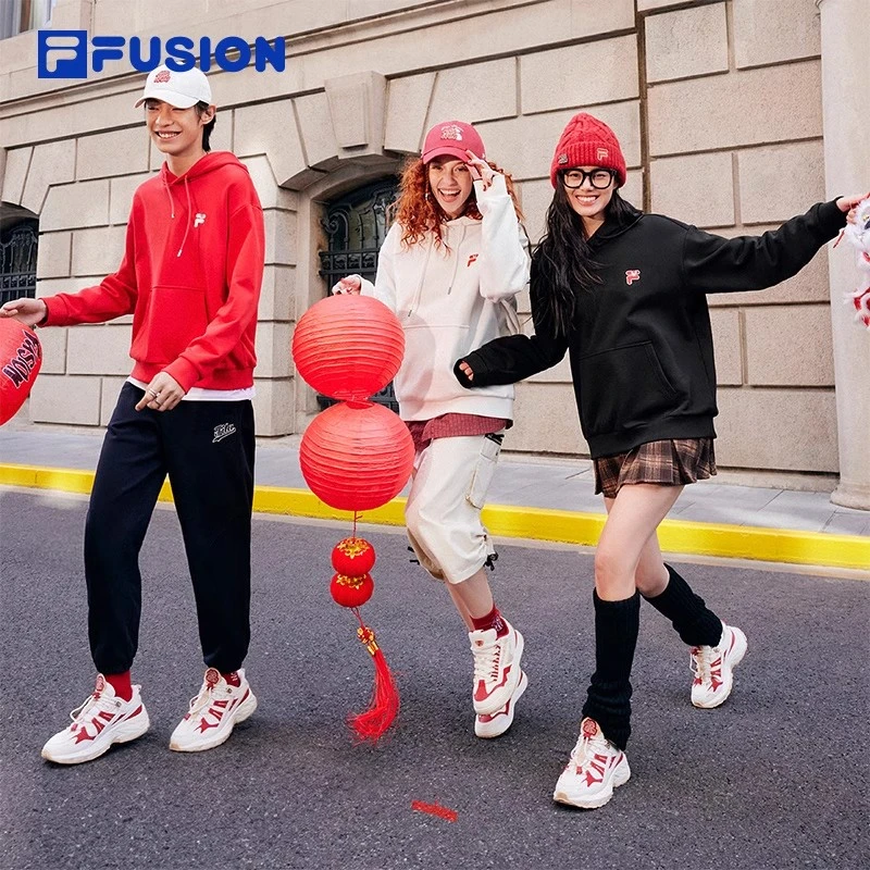 针织上衣FILA FUSION斐乐潮牌新年限定情侣连帽卫衣T11U513203F