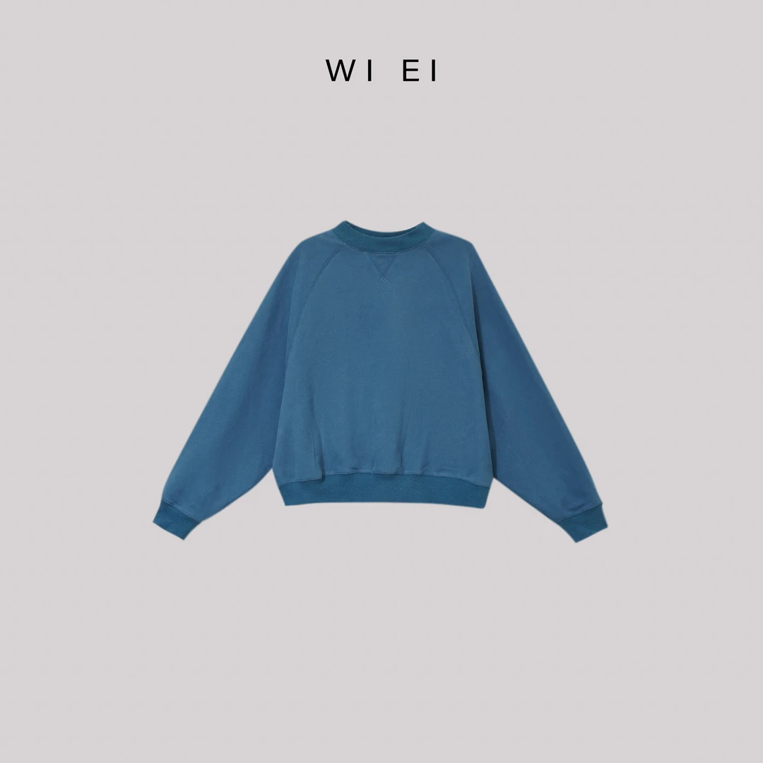 《WI EI》美式重磅 圆领插肩袖**无帽宽松套头卫衣 5V037