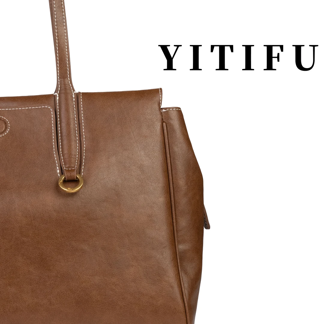 伊媞芙复古头层牛皮手提包植鞣牛皮多重工艺斜挎包简约百搭旅行包