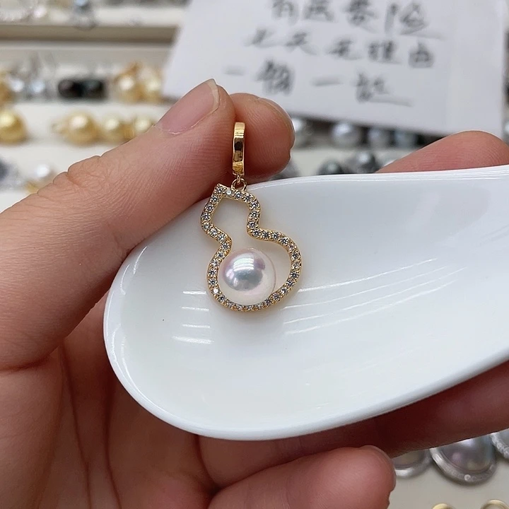 海水珍珠银S925镶嵌吊坠(不含链)