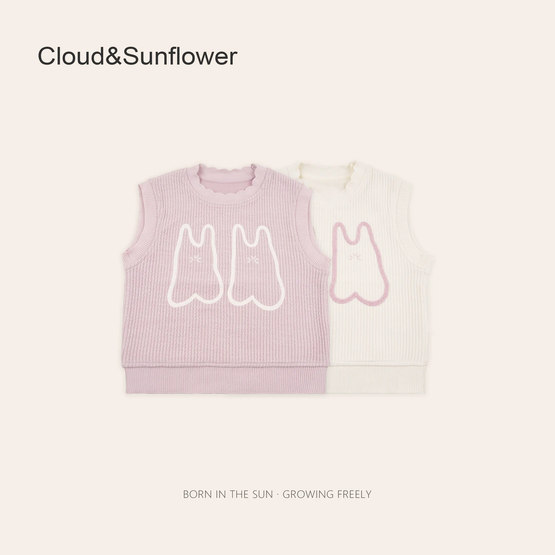 女童春季两只可爱小兔印花无袖马甲1113607