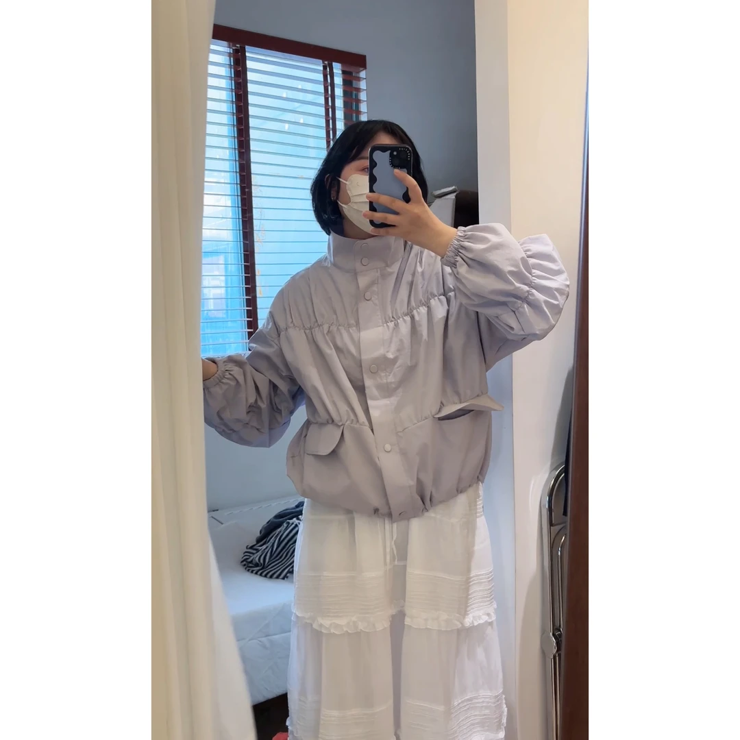 TOTHEND“紫色泡泡”小众设计感褶皱工艺泡泡衬衫防晒衫外套