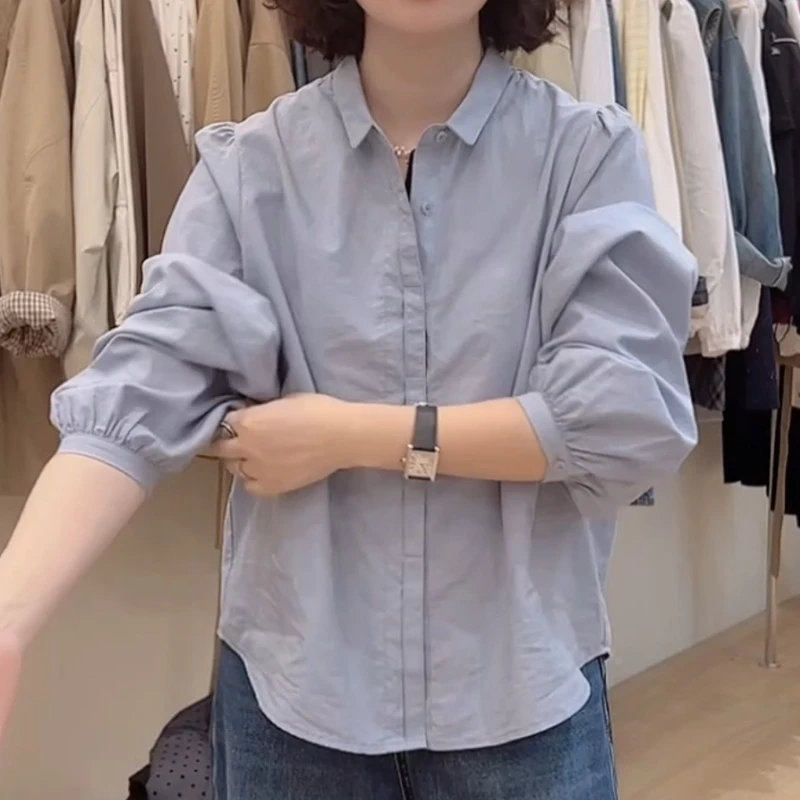 韩系精致百搭长袖衬衫女2025新款衬衣宽松显瘦叠穿上衣LK2505995