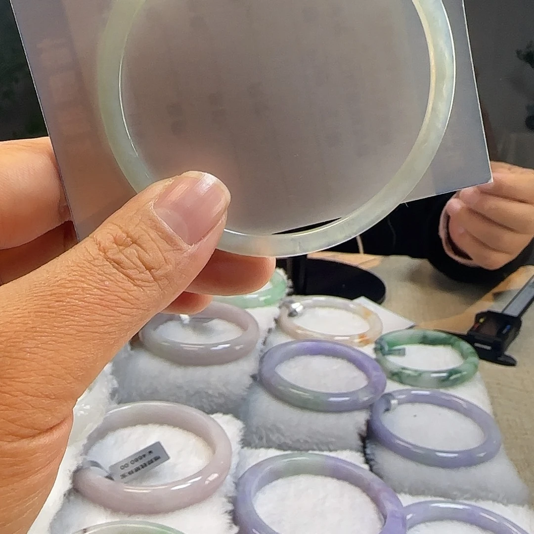 翡翠未镶嵌手镯62冰白月光翡翠小叮铛