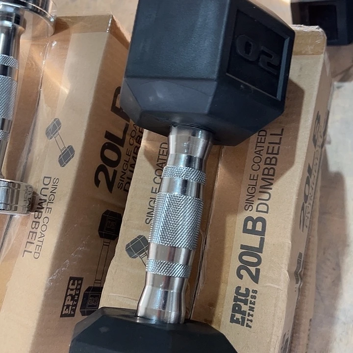 全新六角实心铁哑铃9公斤一对