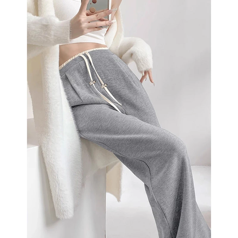 生完也能穿孕妇裤春秋外穿无托腹高腰宽松阔腿拖地拼腰撞色休闲裤