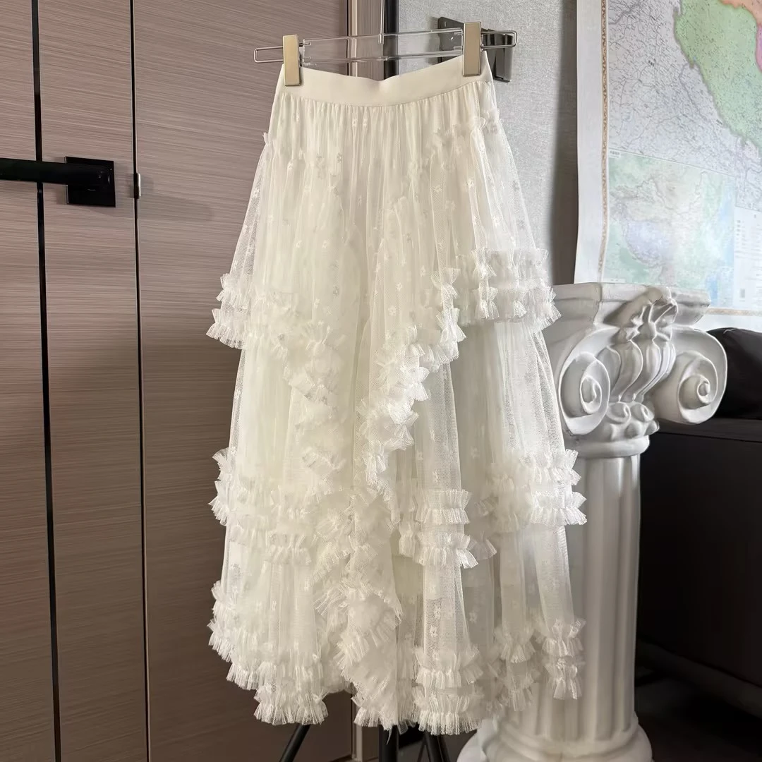 1816女童半身裙儿童2024新款爆款春秋重工蕾丝纱裙长款中大童童装