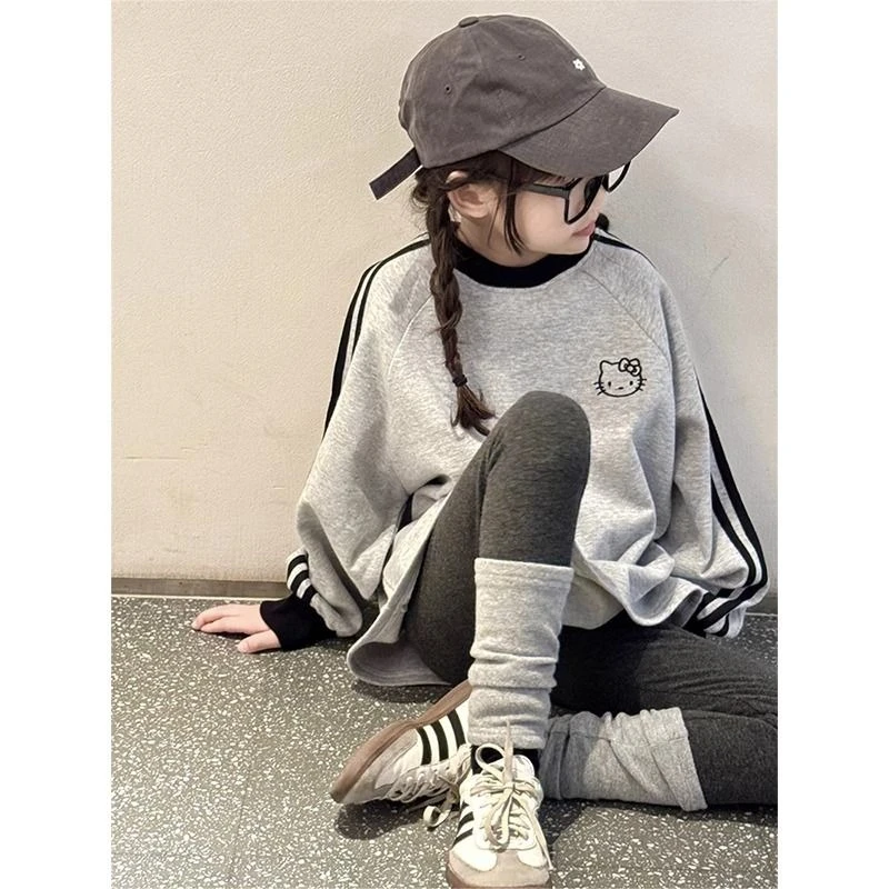 宽松卫衣女童2025新款韩版慵懒风哈喽kitty猫衣服春秋款上衣秋季