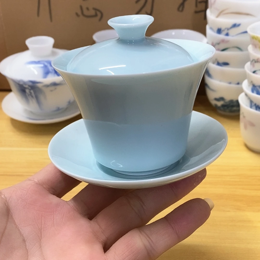 天靑色三才盖碗（瑕）150