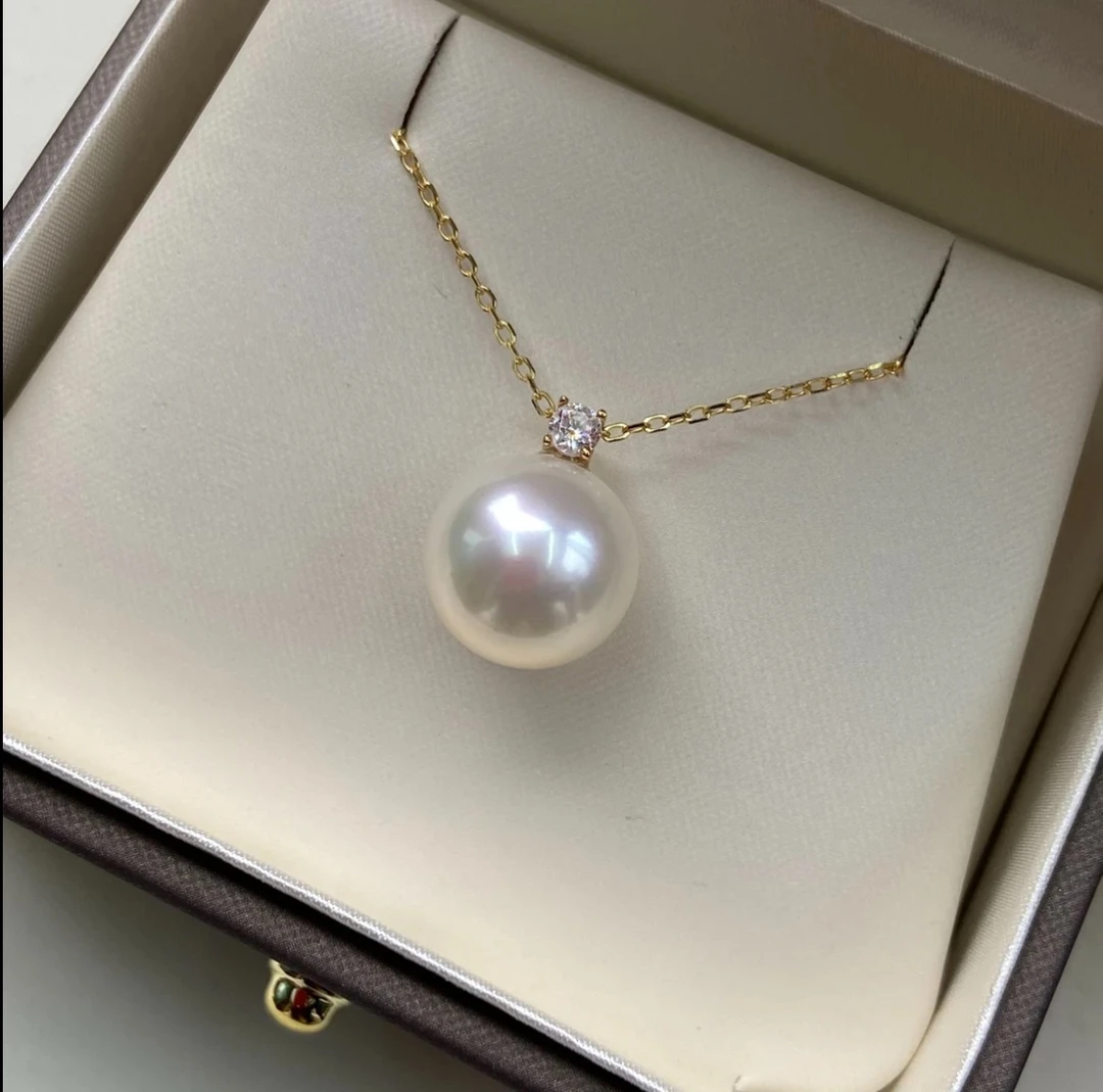 【冰哥推荐】天然珍珠王妃款吊坠18K金扣 12-13mm 赠银链多样性发一
