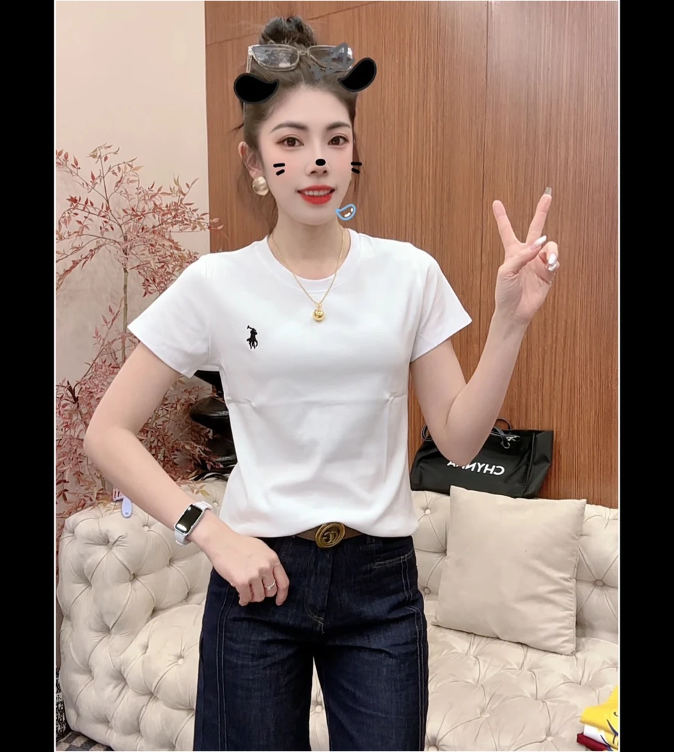 月月家，夏季休闲简约烫钻修身上衣9076