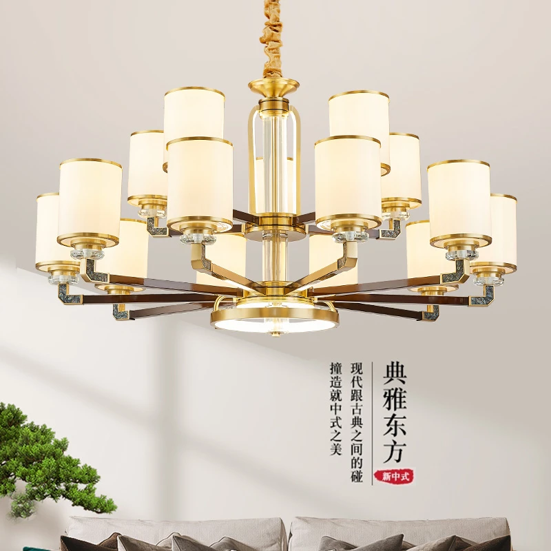 中式吸顶灯轻奢全铜卧室灯现代中国风客厅灯餐厅书房主卧房间灯