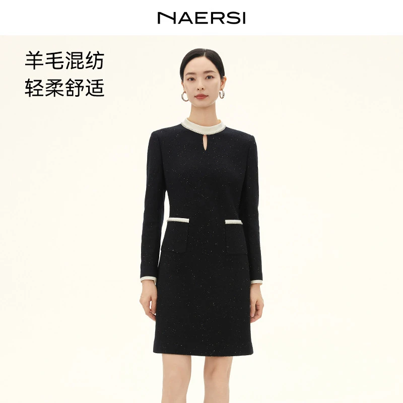 【众心专享价】【绵羊毛】商场同款时尚小香风气质连衣裙女新款