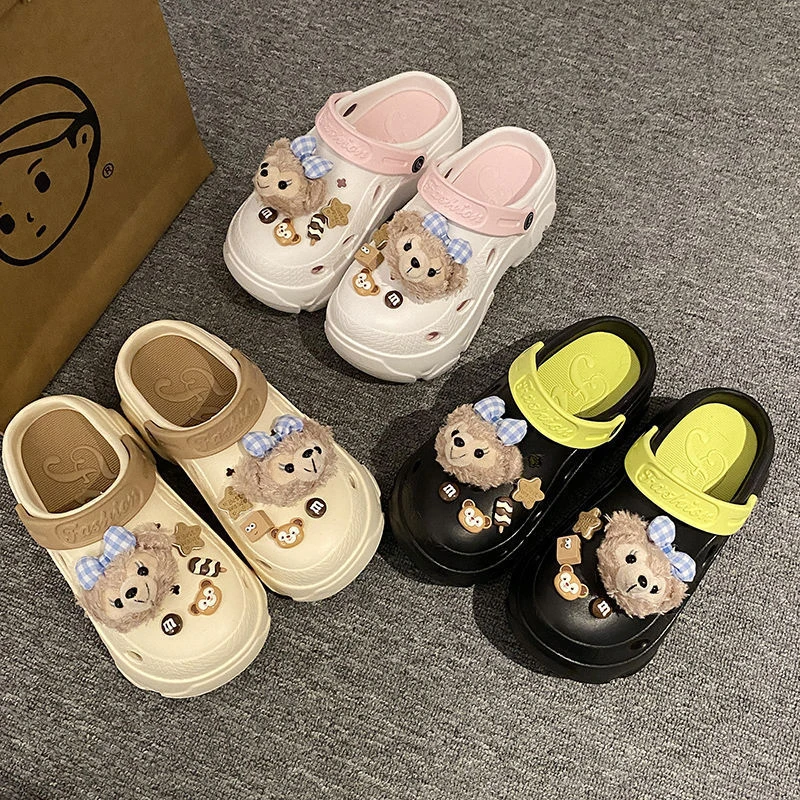 超火女款夏季外穿2025新款女士可爱厚底洞洞鞋女款卡通防滑爆款