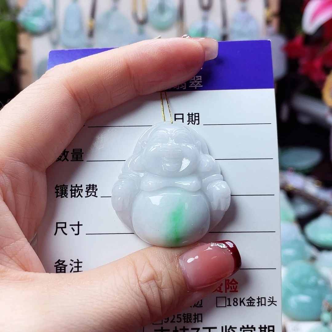 翡翠未镶嵌颈饰佛公38