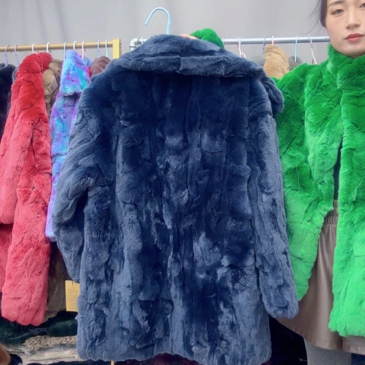 依*贝深蓝色中长款立领2xl