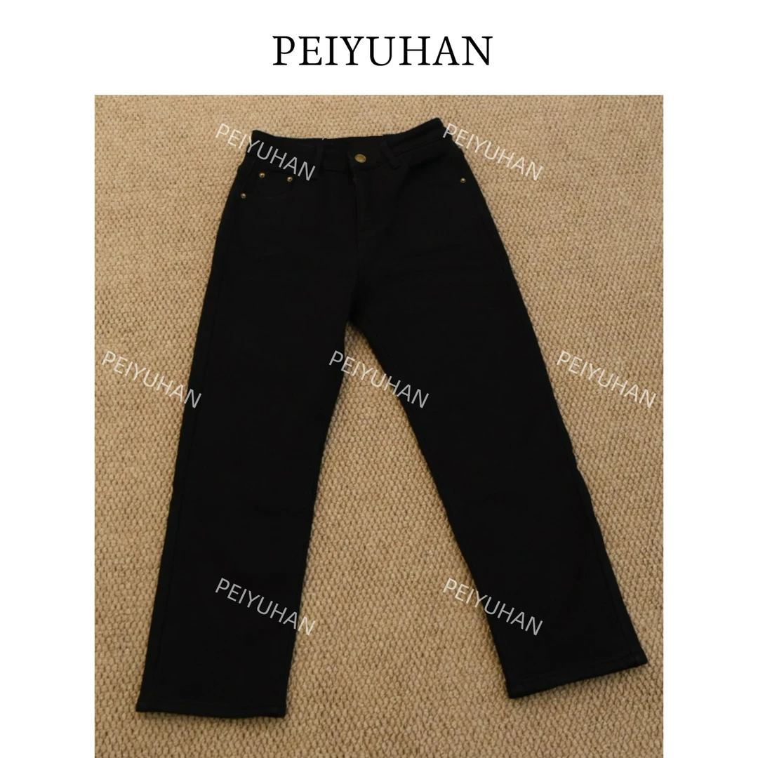 PEIERNA佩佩PC 【铜扣黑加绒烟管裤】厚绒牛仔裤 K11960 6116167