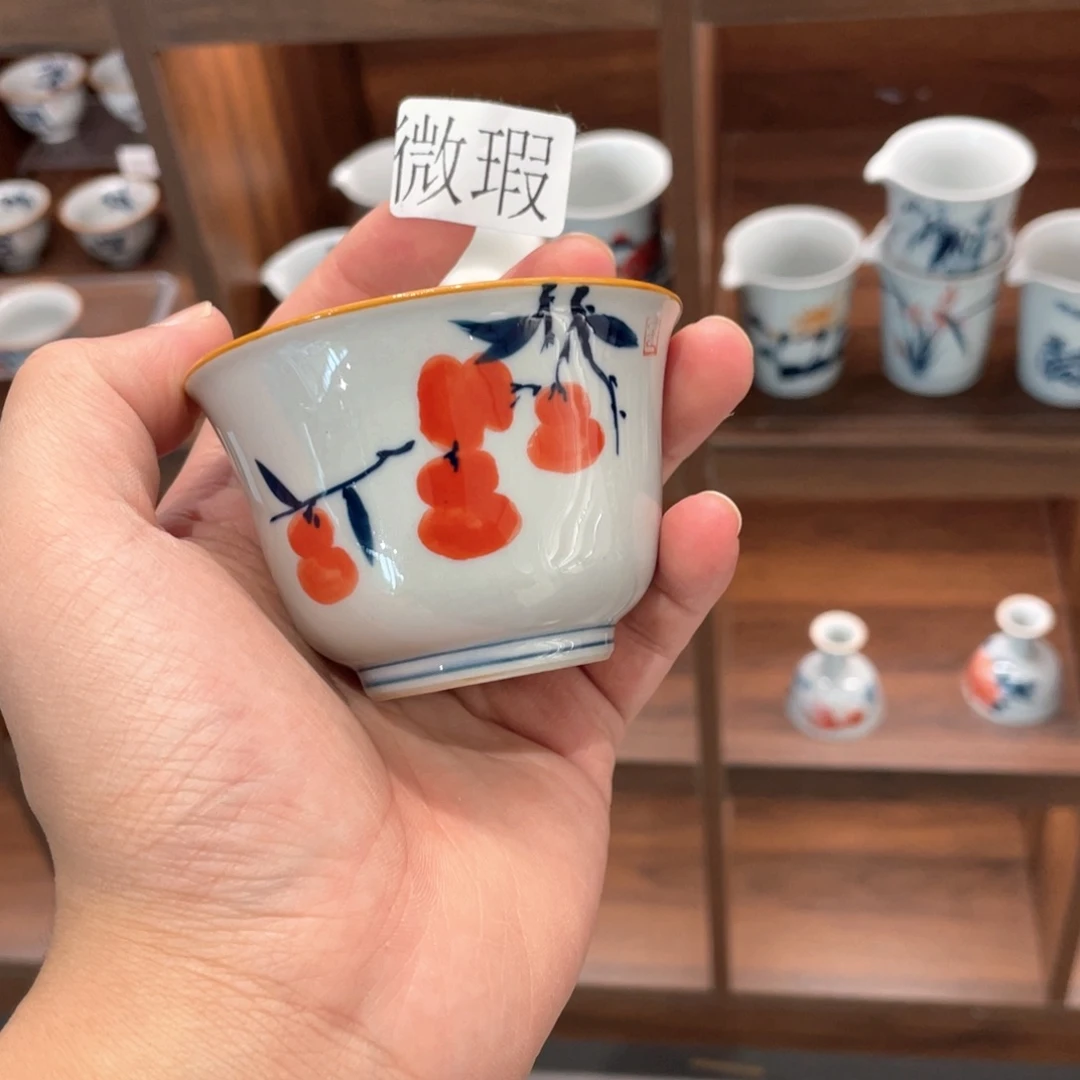 釉下手绘茶具微瑕