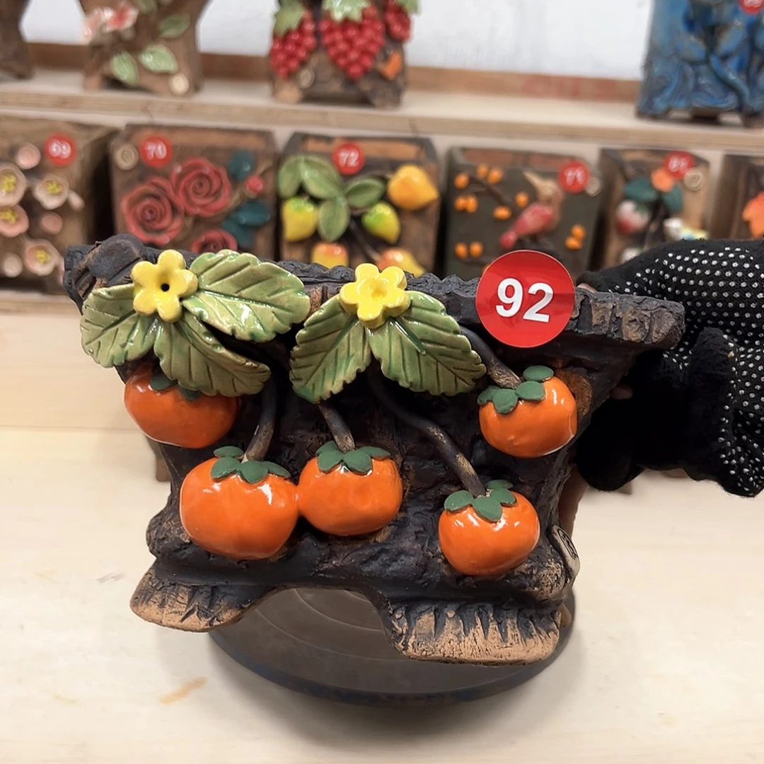 紫砂花盆92号内口17.5×13外高13