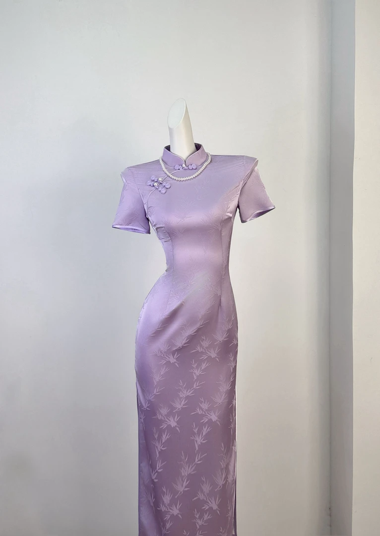 2025新款夏季新中式改良年轻款日常红黄绿紫多色日常旗袍