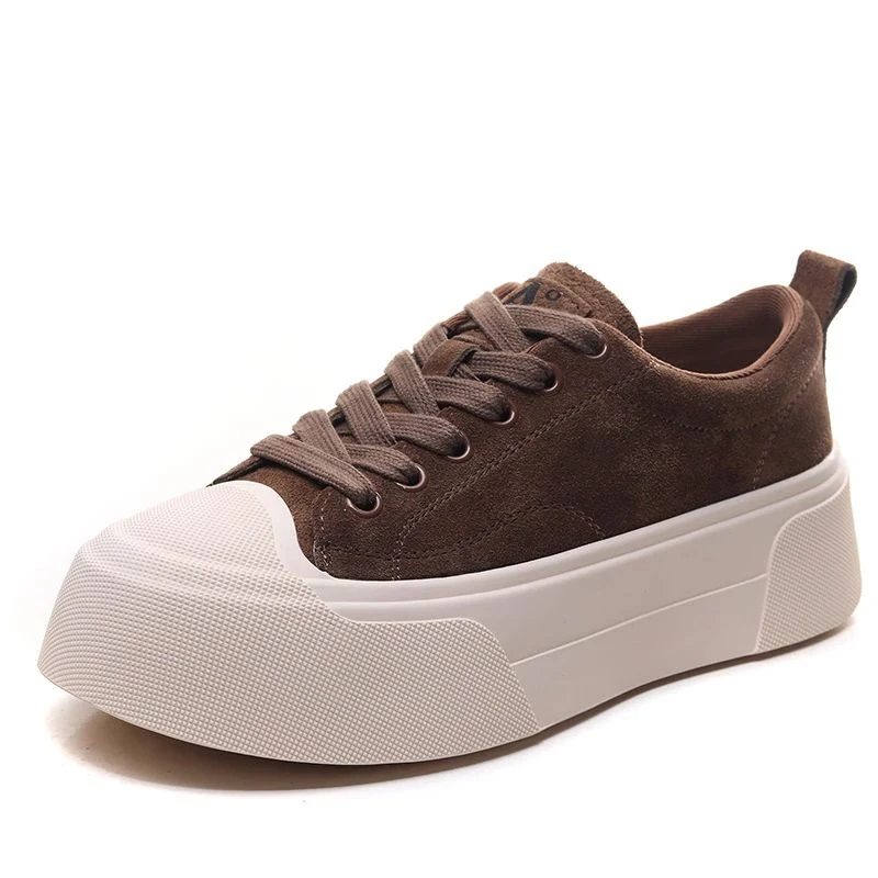 【头层牛皮】复古厚底板鞋女2025秋冬季新款圆头时尚百搭休闲单鞋女