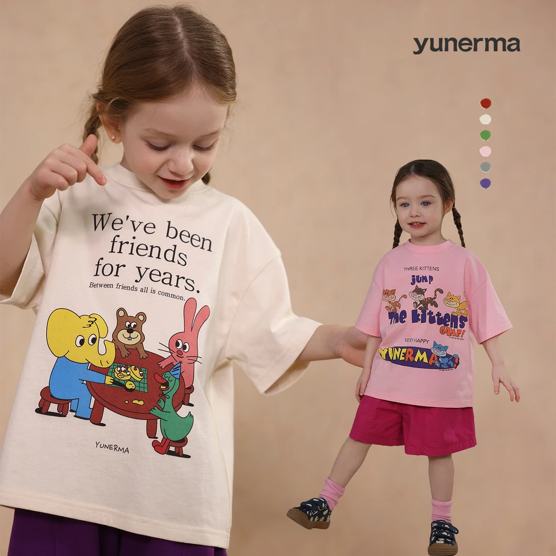 【原创插画师合作款】允儿妈女童夏季新款可爱卡通短袖儿童T恤潮