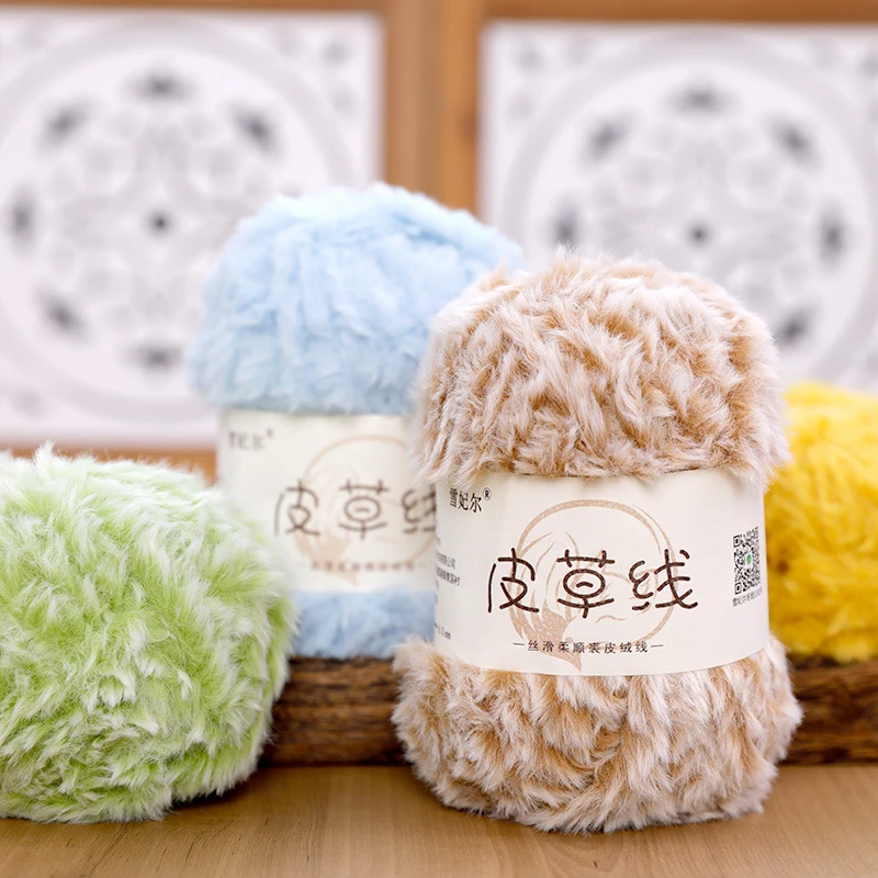 雪妃尔皮草线仿裘皮绒毛毛线长毛水貂帽子手编围巾手工编织diy