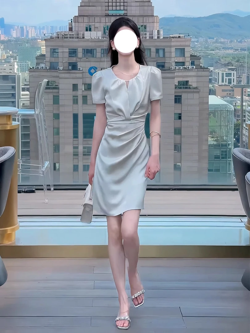 温柔法式千金风连衣裙女2025夏季新款气质高级设计感显瘦裙子穿搭
