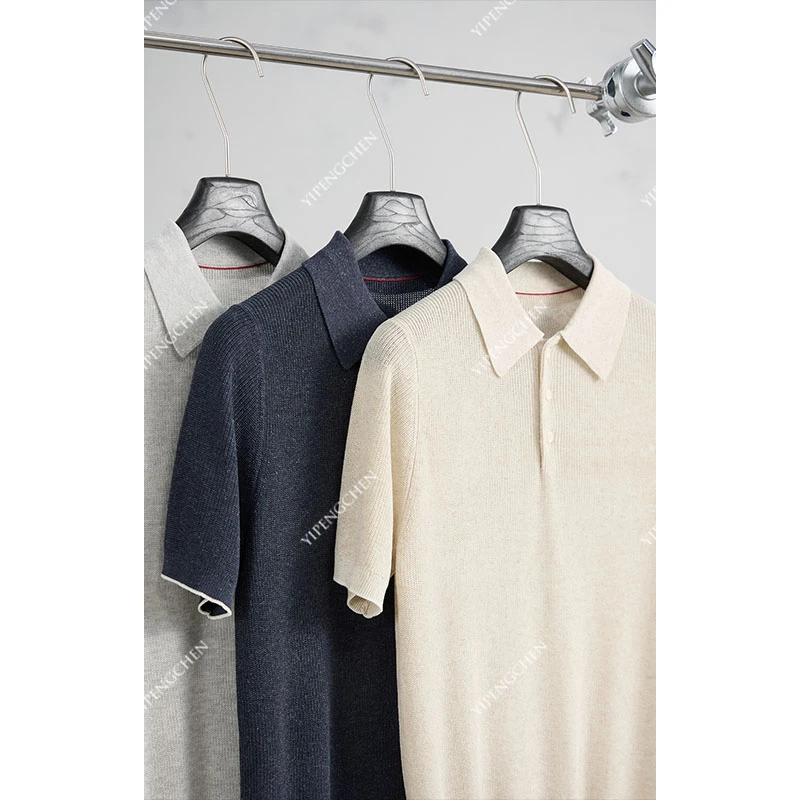 【亚麻混纺】清凉小空调夏日简约休闲透气老钱风翻领polo针织衫短袖