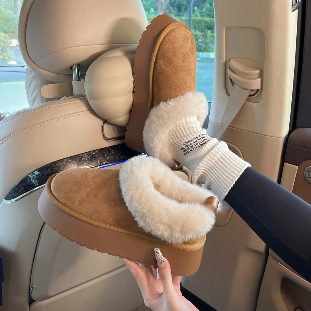 复古增高厚底加绒加厚雪地靴女2025新款冬季保暖东北毛毛勃肯棉鞋