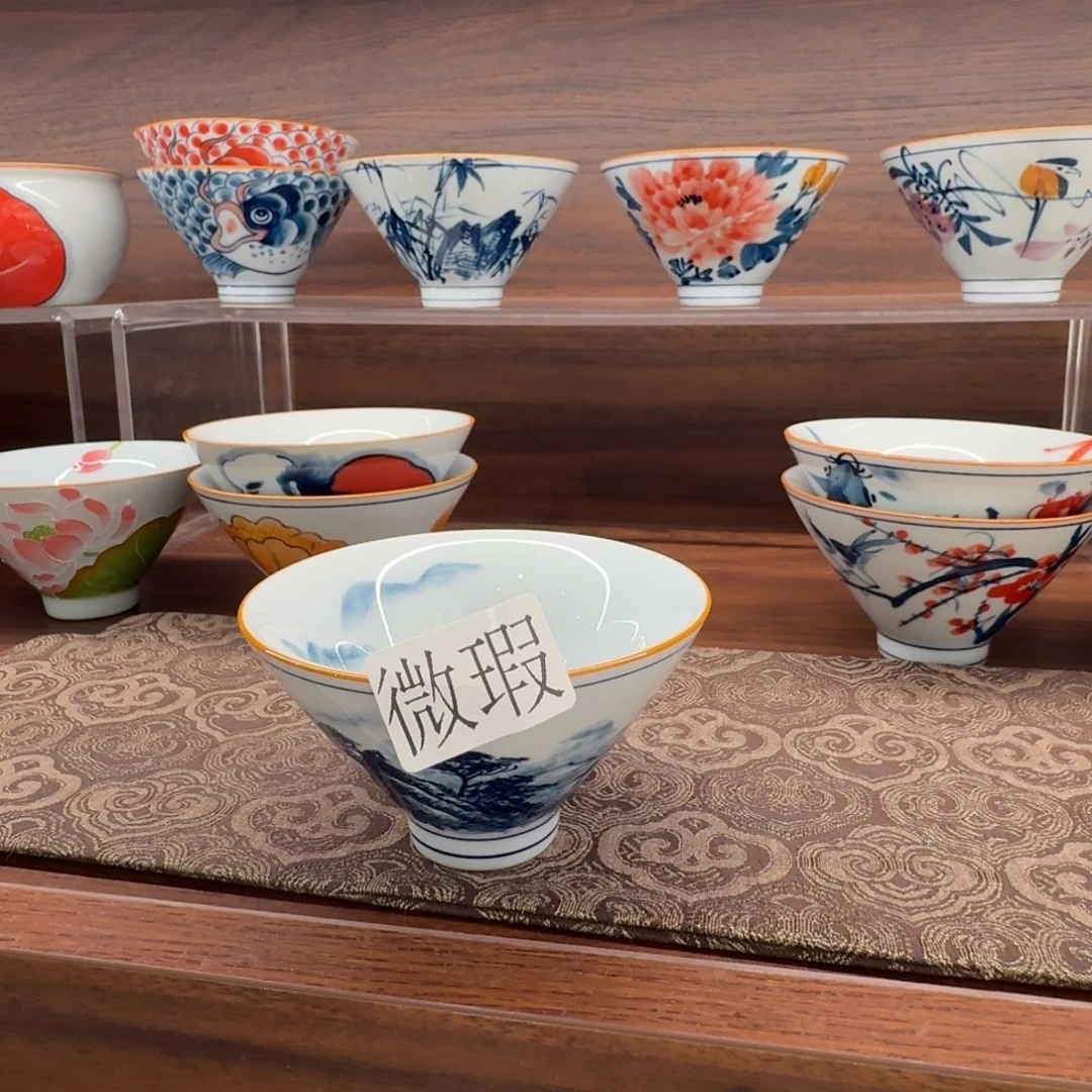 釉下手绘茶具微瑕