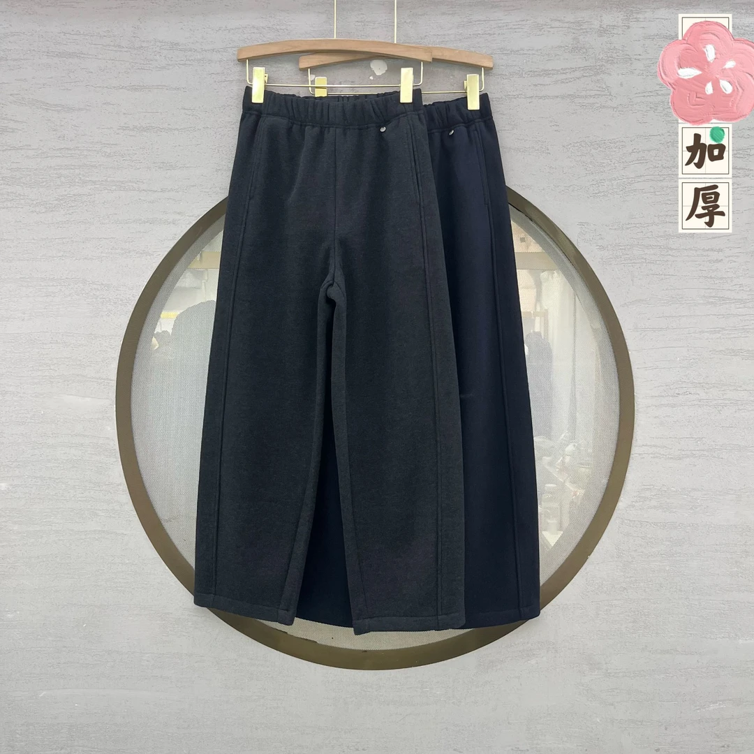K2758九分弯刀裤女2025冬季新款高腰显瘦休闲裤加厚百搭阔腿裤