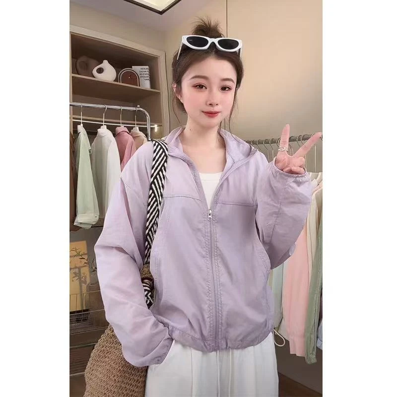 2025新款夏季薄款透气连帽外套防晒衣女时尚百搭防晒服